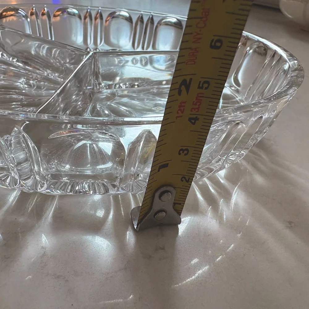 Vintage Clear‎ Glass 3-Part Circular Divided Serving Relish Condiment Dish 8”